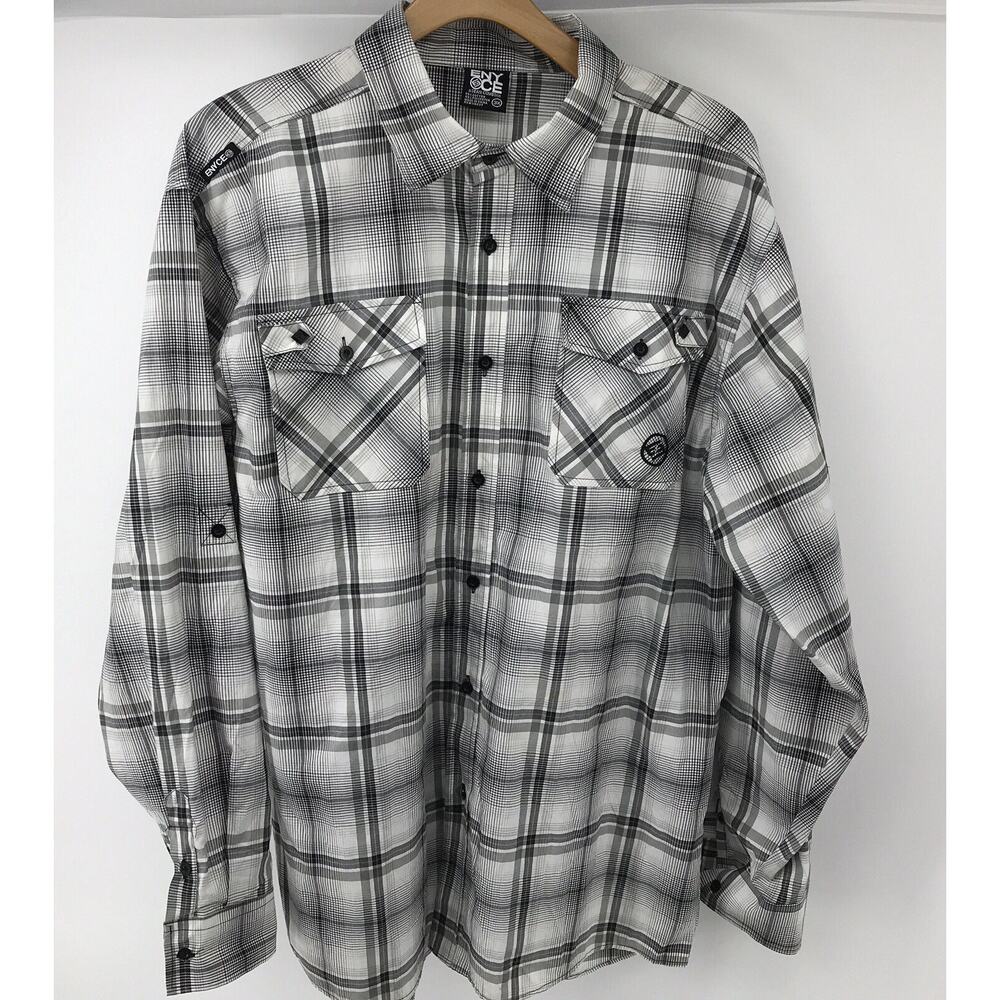 Enyoce Mens Black & White Multi Color Plaid Big Size 3X Long Sleeve Shirt
